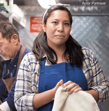 Actor portrayal: woman working on a food truck